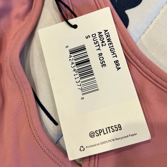 Splits59 Airweight Racerback Sports Bra with Ruching Dusty Rose Size Small NWT - Picture 11 of 12